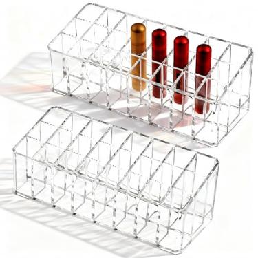 Imagem de 2 organizadores de perfume rollerball, suporte de acrílico para armazenamento de perfume com 24 espaços, suporte de perfume de beleza transparente, organizador de maquiagem para batom, brilho labial
