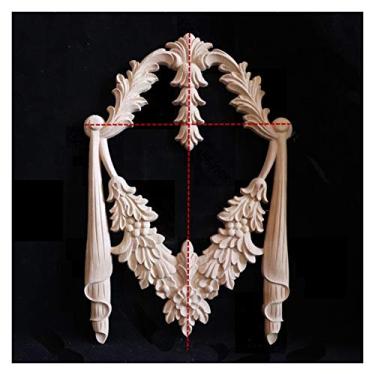 Imagem de Moldagem de madeira de guarnição decorativa para mobiliário doméstico, madeira maciça apliqueira inlay imperintado Decalques da porta de mobília, escultura de madeira sobreposições para móveis(H,1PCS)
