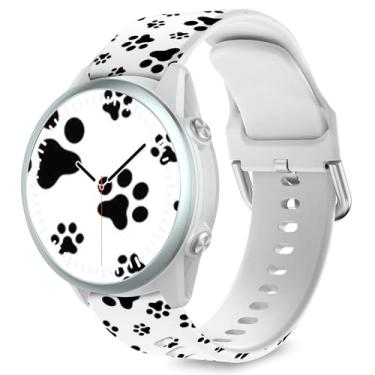 Imagem de Pulseira Lyforaz com estampa de pata compatível com Samsung Galaxy Watch 3 de 45 mm, pulseira fofa de silicone macio de 22 mm para smartwatch Venu 4 de 45 mm/3/2/Forerunner 570 de 47 mm/970/965/955
