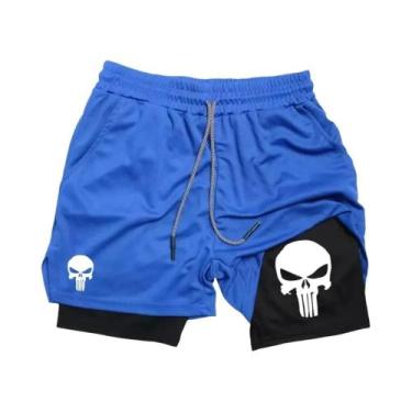 Imagem de Shorts Esportivos Masculinos 2 Em 1 De Secagem Rápida Com Bolso Para C