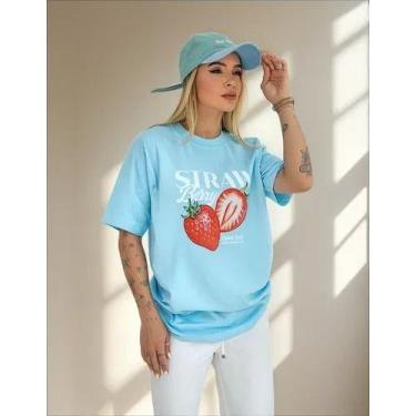 Imagem de Camiseta Feminina Oversized Tshirt Premium Algodão Menegotti, p, Azul 