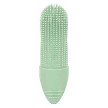 Imagem de Escova de dentes para dedo de cachorro, cuidados bucais suaves, cerdas de silicone 360° para cães, gatos, saúde bucal (Verde)