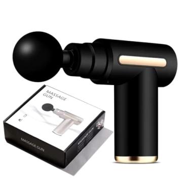 Imagem de Mini massageador lcd arma de massagem profunda massageador muscular dor corporal pescoço massagem exercício relaxamento emagrecimento moldar alívio da dor… (Preto)