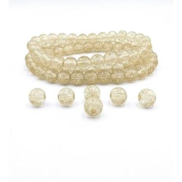 Imagem de DandS ltd Contas de vidro Crackle Lampwork para fabricação de joias, champanhe, pulseiras vibrantes, colares, brincos, suprimentos de miçangas e kits de artesanato para joias artesanais, 80 peças de