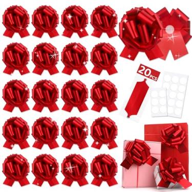 Imagem de 20 peças de laço vermelho para embrulho de cesta de presente de Natal grandes laços presentes fita adesiva para enfeite de árvore de Natal, garrafas de vinho, buquê de flores, decoração de festa do