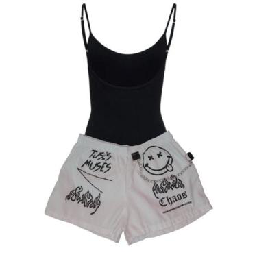 Imagem de Conjunto Gringa Shorts Com Corrente Bicolor e Bory Alcinha Feminino Sm