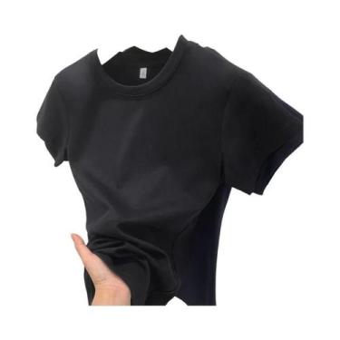 Imagem de Camiseta Feminina Slim Fit De Algodão Com Decote Redondo E Manga Curta