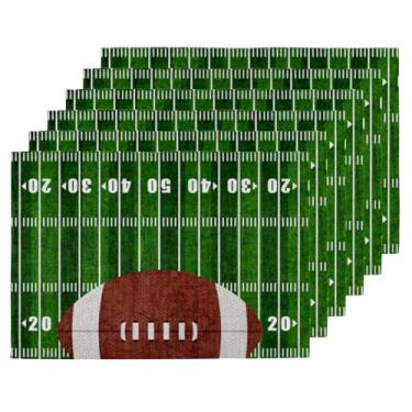 Imagem de Jogo americano conjunto de 6 - tapetes vintage de futebol americano para mesa de jantar - tapetes de mesa resistentes ao calor laváveis, cozinha, casa, festa, decoração interna e externa, 30 x 45 cm