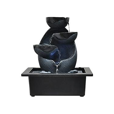 Imagem de ornamentais Fonte interna Fontes de mesa Luzes LED multicoloridas Tamanho perfeito para escritório doméstico Calmante sons de água em cascata Área de trabalho em camadas relaxamento(18x13cm)