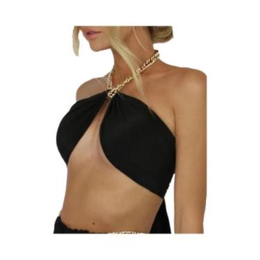 Imagem de Top Cropped Floral Rosa Com Lantejoulas Bordadas Y2K Para O Verão Com 