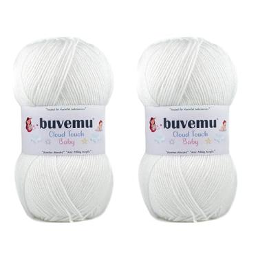Imagem de Buvemu Cloud Touch Baby – Fio macio anti-bolinhas DK Weight para roupas de bebê, cobertores e crochê e tricô Amigurumi, 90% acrílico, 10% viscose derivado de bambu, 100 g / 260 jardas (branco, pacote