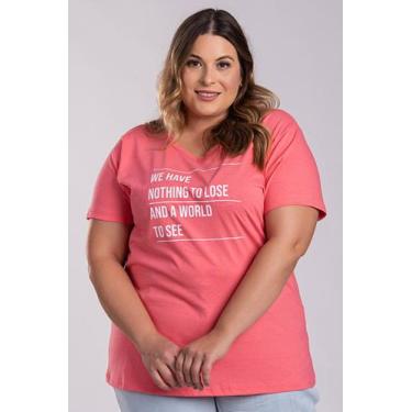 Imagem de T-shirt Feminina Plus Size Estampada "We have nothing to lose and a wo