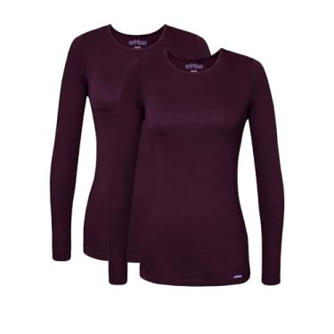 Imagem de Camiseta feminina de manga comprida e confortável da Sivvan/pacote com 2, Eggplant, Medium