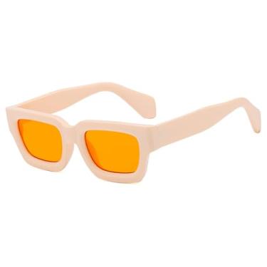 Imagem de Óculos de Sol Pequenos com Lentes Degradê em Cores Doces, Proteção UV400, para Homens e Mulheres, Ideais para Esportes ao Ar Livre, Corrida e Ciclismo, Bege e Laranja