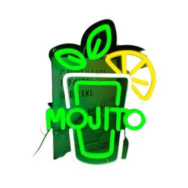 Imagem de Letreiro Neon Mojito Para Decoração De Parede, Alimentado Por USB, Par