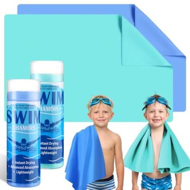 Imagem de SmoothNovelty Pacote com 2 toalhas de camurça de natação absorvente de água toalha de secagem rápida pano de camurça Shammy para natação, carro, secagem, mergulho, esportes aquáticos, praia, chuveiro