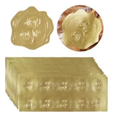 Imagem de 300 peças de adesivos dourados em relevo para envelopes, convites de casamento, envelopes de cartões de felicitações de Natal (rosa dourada)