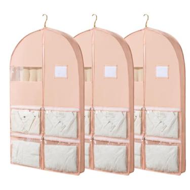 Imagem de Sacos de roupa pendurados - Pacote com 3 sacos de terno para armazenamento de armário e viagem, janela transparente para fácil visualização, 60 x 10 x 100 cm (24 x 4 x 39 pol) - Perfeito para roupas