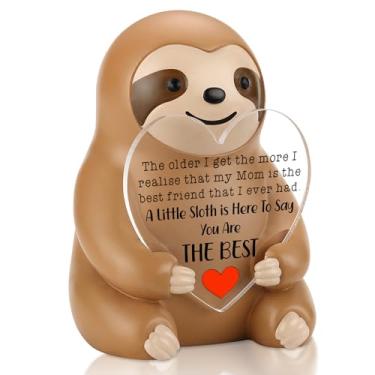 Imagem de Presente de mãe preguiça da filha filho, linda estatueta de resina decoração de apreciação dizendo que você é o melhor, presente de agradecimento de aniversário de dia das mães para mulheres, enfeite