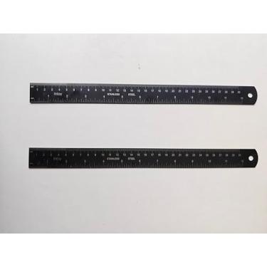 Imagem de Zotemo Régua de metal de aço inoxidável, 30 cm, medição dupla imperial e métrica, escala gravada a laser, 30 centímetros, pacote com 2