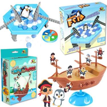 Imagem de Kit com 2 brinquedos Equilíbrio O Mar Tá Bravo Navio Pirata Infantil +