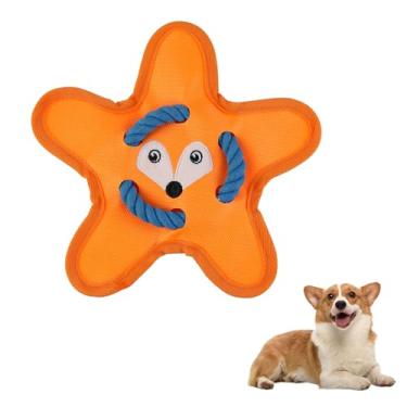 Imagem de Andiker Brinquedos de cachorro estridente, brinquedos fofos para mastigar cães em forma de estrela com papel enrugado, cordas fortes, cores brilhantes, brinquedos interativos para cães, pequenos e