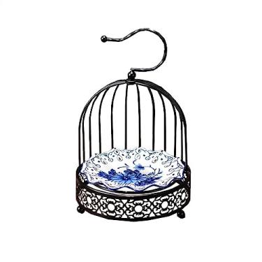 Imagem de Suporte de bolo suporte de bolo personalizado em forma de gaiola de pássaro, decoração de casa, bandeja de sobremesa, bandeja de cerâmica para lanches de frutas, suporte de cupcake (camada única)