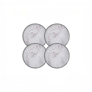 Imagem de Aparelho de Jantar com Design Floral - Jogo Completo de Pratos Rasos, Fundos e Sobremesa, Opções de Kits para Mesa Posta e Convidados (Kit 4 Pratos Rasos 25 cm)