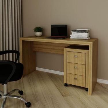 Imagem de Conjunto de Escritório com Mesa 127cm e Gaveteiro com Rodinhas 3 Gavet