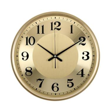 Imagem de Relógio de parede moderno simples europeu relógio de parede casa sala de estar quarto escritório bronze relógio de parede silencioso casa relógio de quartzo relógio de parede para quarto (A)