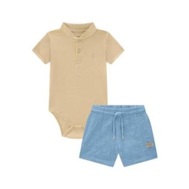 Imagem de Conjunto Bebê Menino Body Bege/Bermuda Onda Marinha-Masculino