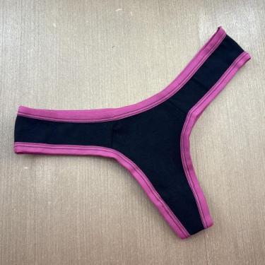 Imagem de Tanga Fio Cotton Lisa Cor:Viés Rosa Pink/PretoTamanho:M - Ternura Ínti