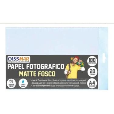 Imagem de Papel Fotográfico Matte Fosco A4 180g Cassmar 20 fls