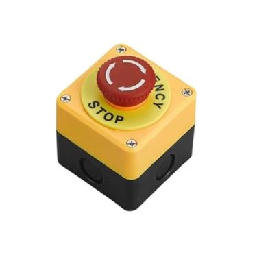 Imagem de Caixa de controle de interruptor de botão de parada de emergência LA38 caixa de interruptor de emergência à prova d'água com cabeça de cogumelo prata (amarelo 2)