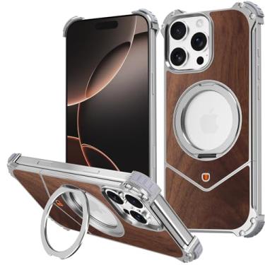 Imagem de HUHUCASE Capa magnética para celular Samsung S25ultra/S24ultra/S23ultra de alta qualidade de metal antiqueda + suporte giratório de 360° capa protetora (prata, S23ultra)