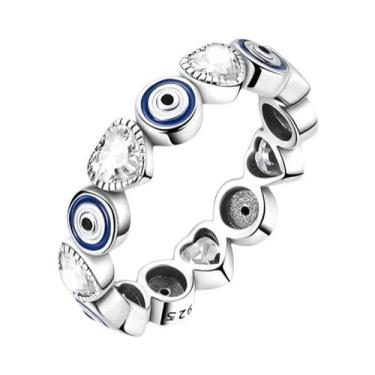 Imagem de Anel Feminino De Prata Esterlina 925 Com Caveira, Laço, Coroa, Coração