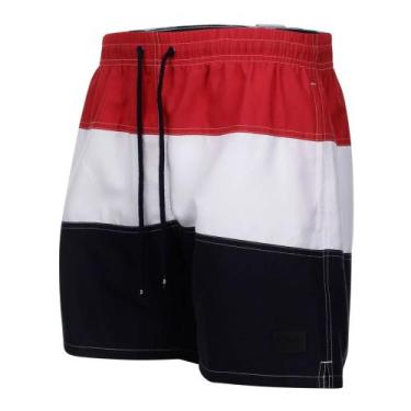 Imagem de Short Swim Speedo Stripes Masculino, Vermelho, Branco, P, Masculino