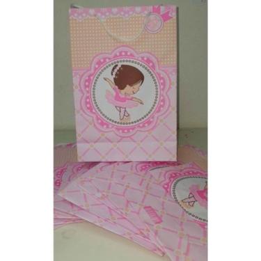 Imagem de 10 Sacolas Tematicas Lembrancinha Festa Bailarina - Sacola Papelão