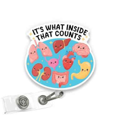 Imagem de VOTANTA - It's What's Inside That Counts Badge Reel, Enfermeira Enfermeira Retrátil Crachá com Clipe, Órgãos Fofos Porta-Identidade Presentes para Transplante, Enfermeira, Médico, Estudante, Trabalho