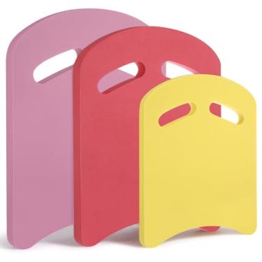 Imagem de Soulchen Pacote com 3 pranchas de natação, boia de natação com 3 tamanhos para boia de piscina, auxílio de natação compatível com nadadeiras para prática de técnica de exercício de colo (rosa, rosa