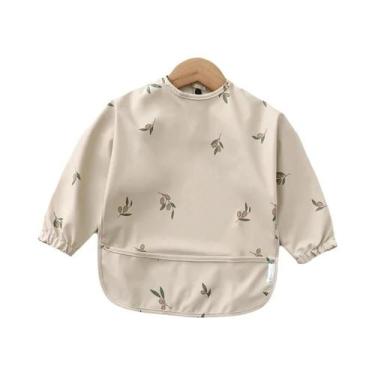 Imagem de Babador Impermeável De Manga Longa Para Crianças Com Bolso, Avental De