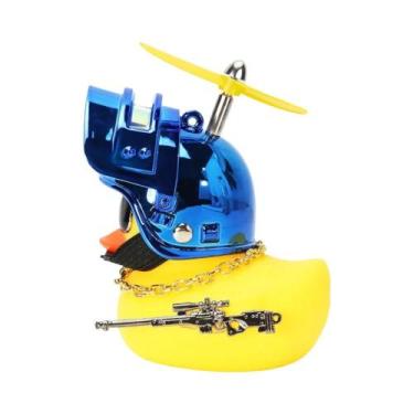 Imagem de Pato De Borracha Amarelo E Preto Com Hélice Para Capacete De Bicicleta