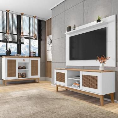 Imagem de Conjunto Sala Rack e Painel Safira com Aparador Diamante - Loja DoceLa