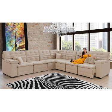 Imagem de Sofá Magno 3.77x3.32m De Canto, Retrátil E Reclinável - Bege