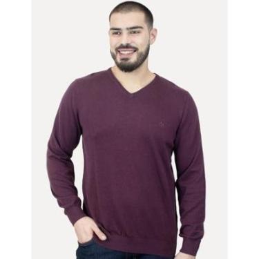 Imagem de Suéter Dudalina Masculino Tricot V-Neck Básico Bordô-Masculino