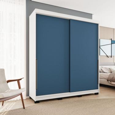 Imagem de Guarda-roupa 2 Portas de Correr Madri Azul/Branco