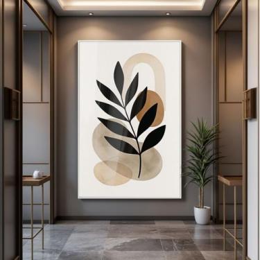 Imagem de Quadro com Moldura e Acrilico Cristal Vidro Folhas Minimalistas para S
