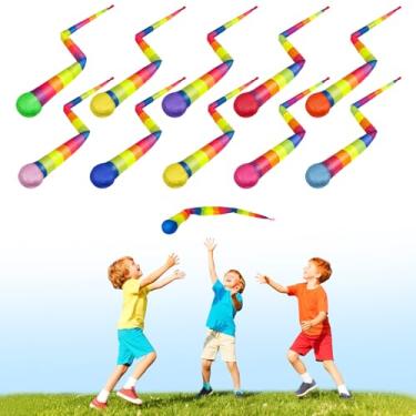 Imagem de Wholelovein 10 bolas de jogar e pegar 95 cm com cauda de arco-íris, brinquedos macios de playground a granel para crianças, playground ao ar livre, equipamentos educativos, brinquedos de recreio