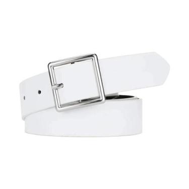 Imagem de Cinto Feminino Preto De Couro PU Macio Com Fivela Quadrada, Estilo Chi