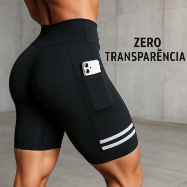 Imagem de Bermudas Ciclista Suplex Bolso Não Fica Transparente Cós Alto Kit ou Individual-Feminino
